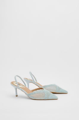 Gracie Mesh Woven 2 Part Slingback Medium Stiletto Heel Court Shoes