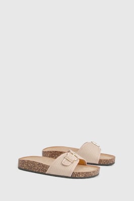 Buckle Detail Footbed Sliders