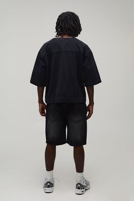 Boxy Oversized Denim Hockey Top