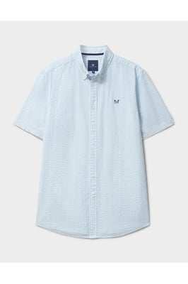 Ss Seersucker Shirt Blue