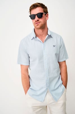 Ss Seersucker Shirt Blue