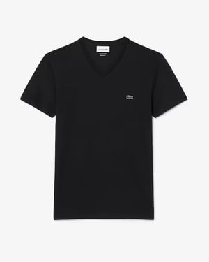 Lacoste Men's V Neck T-Shirt-Black