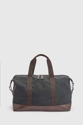 Dark Grey Canvas Overnight Bag