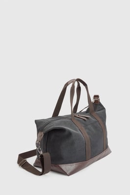Dark Grey Canvas Overnight Bag