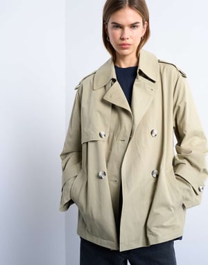 Topshop short trench coat in stone