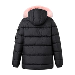 Girls Explorer Jacket Kids Black Hooded Quilted Warm Winter Coat