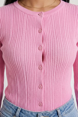 Rib Knit Lettuce Edge Cardigan