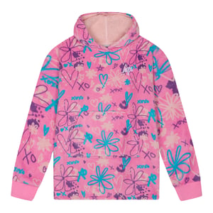 Girls Oversized Blanket Blue Scribble Hoodie Kids Fleece Warm Lounge Wear