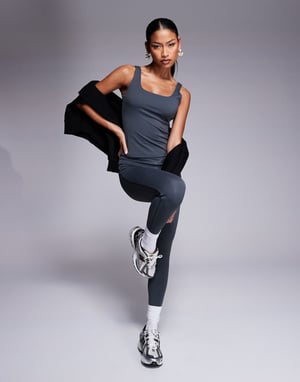The Couture Club co-ord sculpting stretch crossover waistband leggings in charcoal