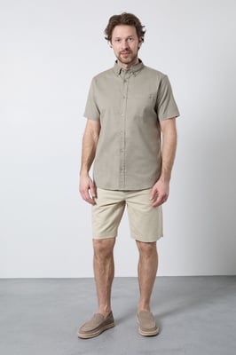 Khaki Short Sleeve Linen Blend Shirt