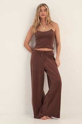 Towelling Contrast Binding Cami and Trousers Set