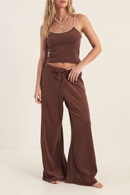 Towelling Contrast Binding Cami and Trousers Set