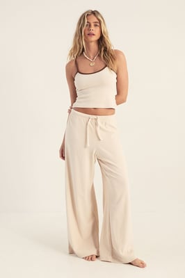 Towelling Contrast Binding Cami and Trousers Set