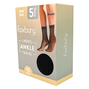 5 Pack Ladies Ankle High Pop Socks 15 Denier Lightweight Sheer Socks
