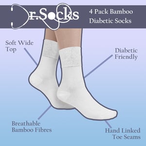 4 Pack Ladies Bamboo Diabetic Socks Soft Breathable Non Binding Socks