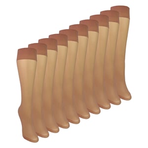 10-Pack Dames Kniehoge Pop Sokken 15 Denier Lichtgewicht Transparante Sokken