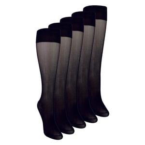5 Pack Ladies Knee High Pop Socks 15 Denier Lightweight Sheer Socks