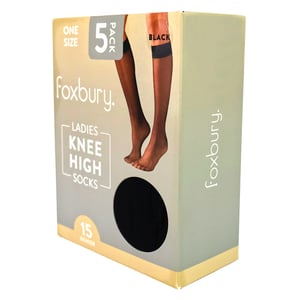 5 Pack Ladies Knee High Pop Socks 15 Denier Lightweight Sheer Socks