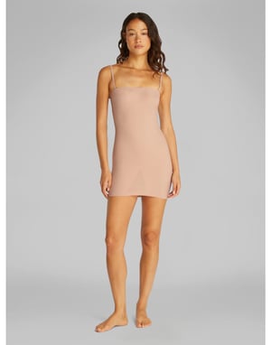 Calvin Klein Shapewear firm sculpted stay put stretch slip dress in beige
