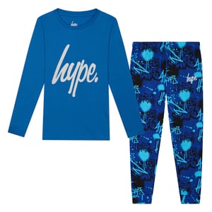 Blue Graffiti Boys Pyjama Set Kids Soft Sleepwear Lounge PJs