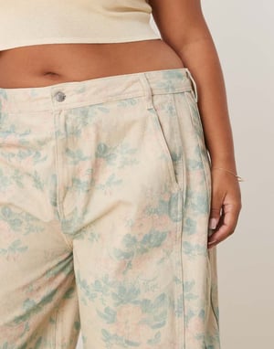 ASOS DESIGN Curve seamed barrel trouser in vintage floral print
