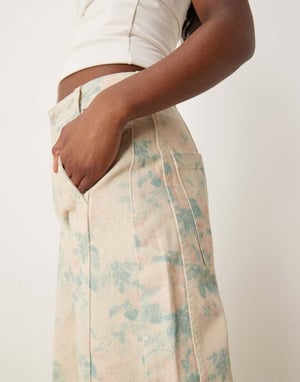 ASOS DESIGN seamed barrel trousers in vintage floral print