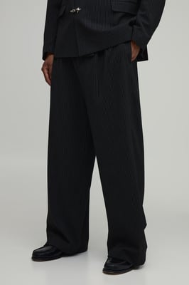 Tailored Pinstripe Pleat Front Wide Fit Suit Trousers