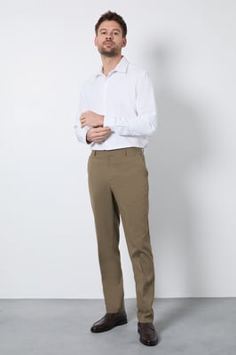 Dark Beige Slim Fit Smart Trousers
