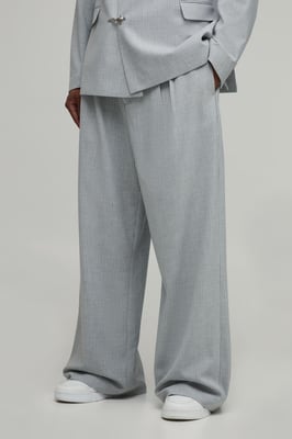 Tailored Pinstripe Pleat Front Wide Fit Suit Trousers
