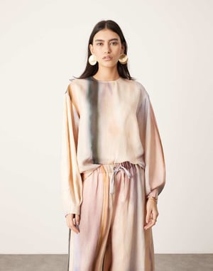 ASOS EDITION satin långärmad topp i suddig rand