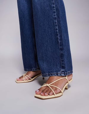 Simmi London Hanah square toe strappy kitten heels in pastel yellow