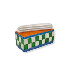 House Vitamin Storage jar tompouche green/orange dolomite 14x6x6cm