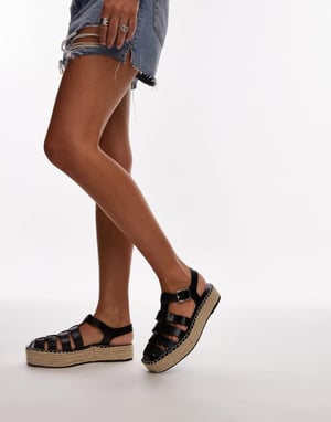 Topshop Chilli fiskarstils espadrillo i svart