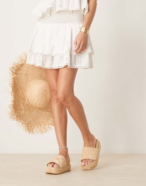 ASOS DESIGN Festival flatform footbed mules in natural
