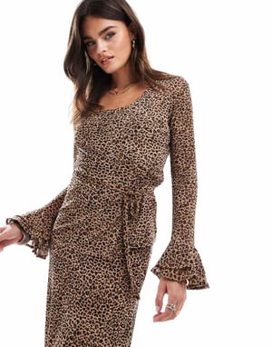 Never Fully Dressed meshcardigan topp set i leopardmönster