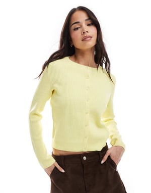 ASOS DESIGN knitted cardigan in buttermilk yellow