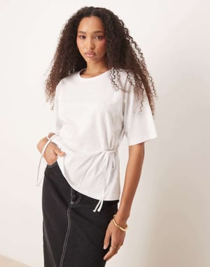 ASOS DESIGN oversized t shirt with tie detail in white
