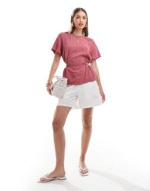 ASOS DESIGN linlook topp med öppen rygg i blush