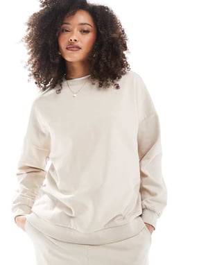 Vero Moda oversized longline sweatshirt co-ord in oatmeal