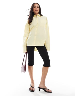 ASOS DESIGN poplin extreme cuff oversized shirt in buttermilk
