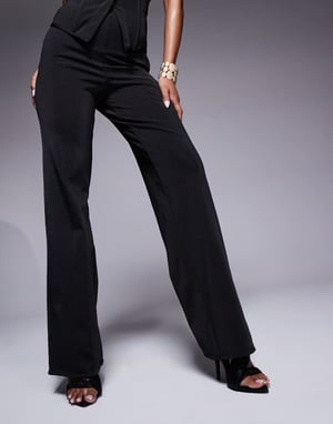 ASOS DESIGN co-ord bandage straight leg trouser in black