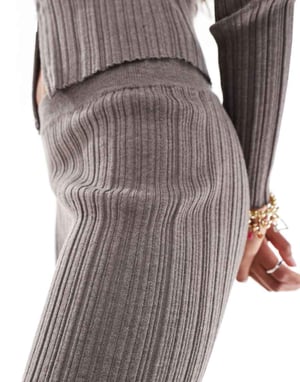 Urban Revivo plissed straight leg trouser co-ord in taupe