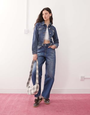 Miss Selfridge denim girlfriend jacket in indigo wash