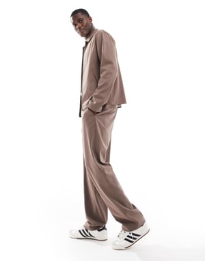 ASOS DESIGN smart co-ord straight fit trousers in light brown
