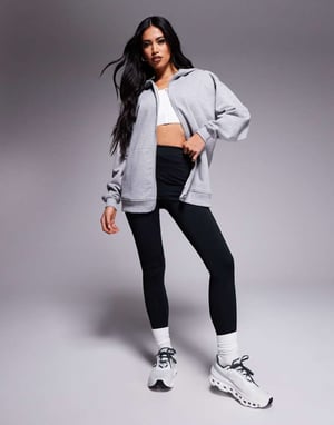 4505 quick dry heavyweight zip up training hoodie in grey marl