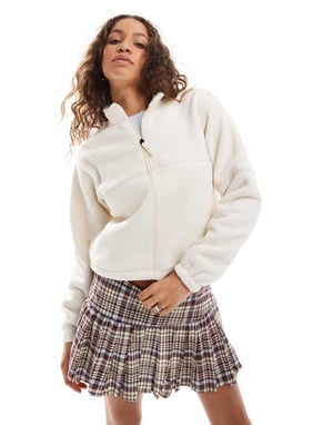 Dickies polar and sherpa fleece with quarter zip in off white