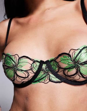 Bluebella Odette Floral Embroidered Balcony Wired Bra in green