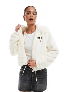 ellesse kaffepaket konstläder hoodie i cream
