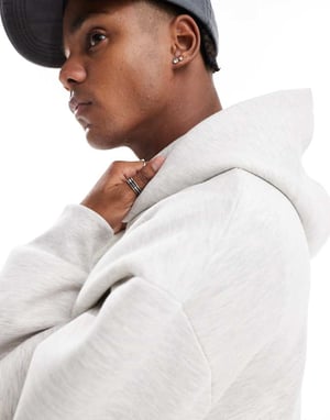 ASOS DESIGN tyngd oversized hoodie i scuba-liknande tyg i gråmelerad - VIT