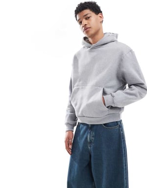 ASOS DESIGN premium heavyweight boxy oversized hoodie 400gsm in grey marl